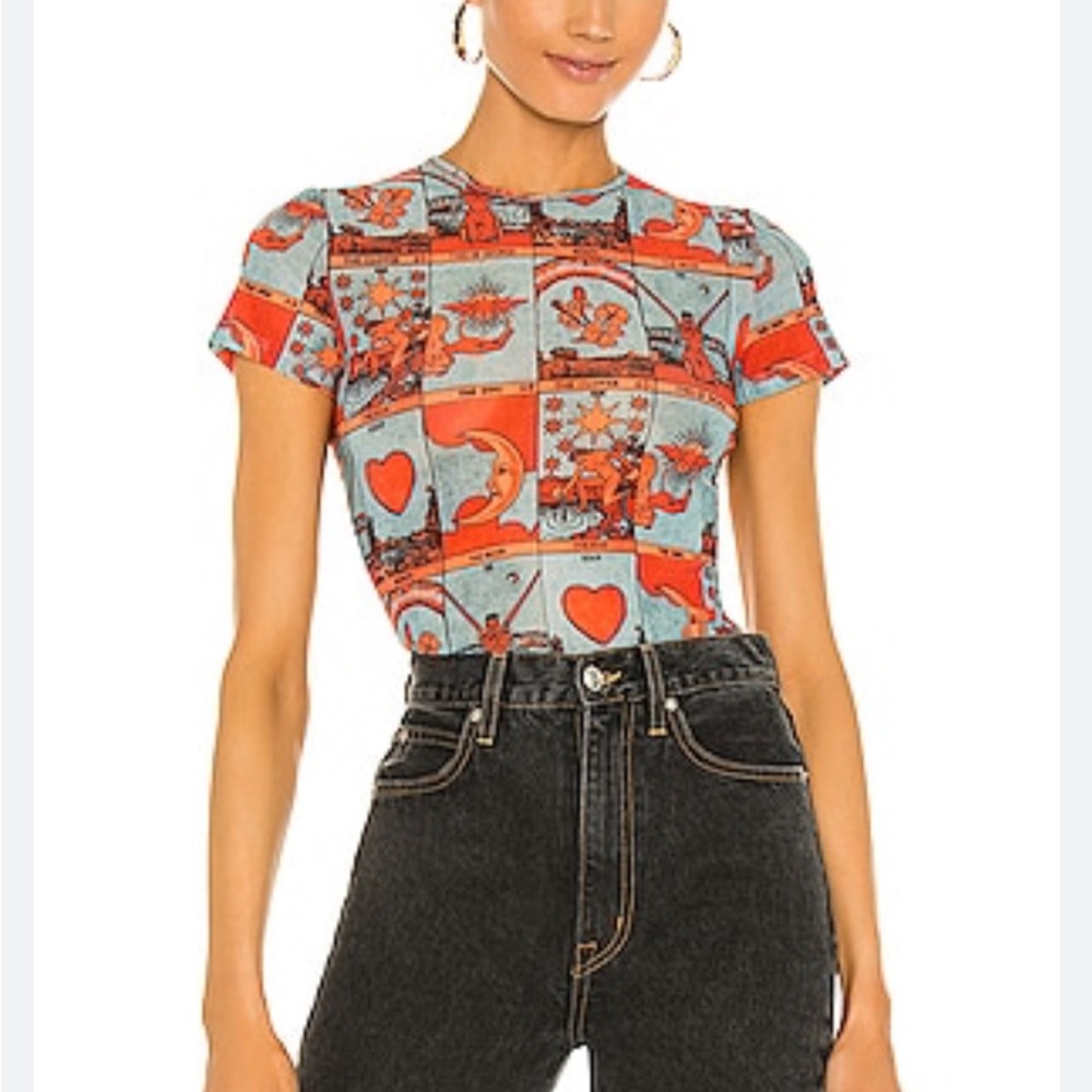Miaou mini tee in tarot print size medium